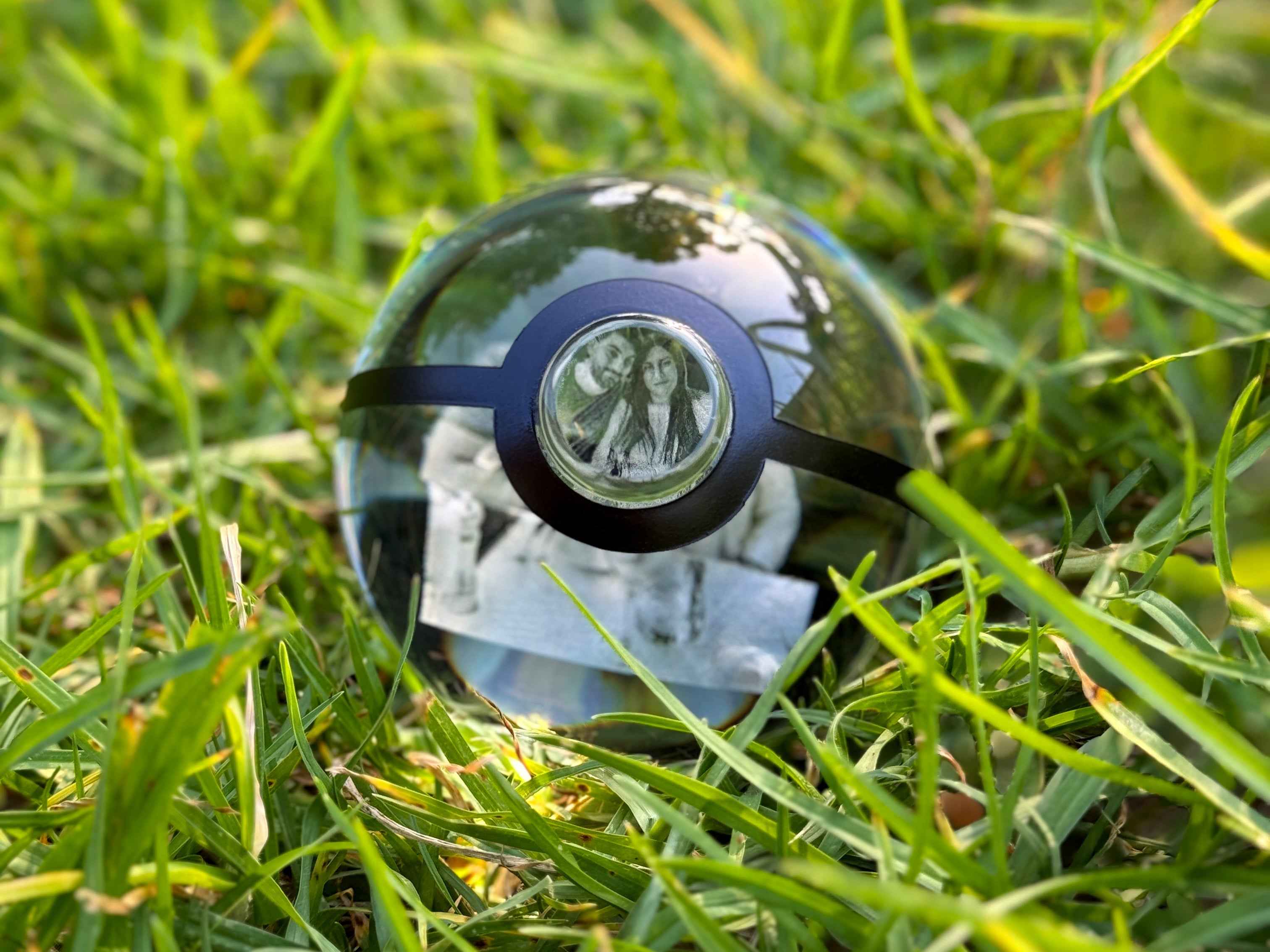 CUSTOM Portrait Engraved Crystal Pokeball