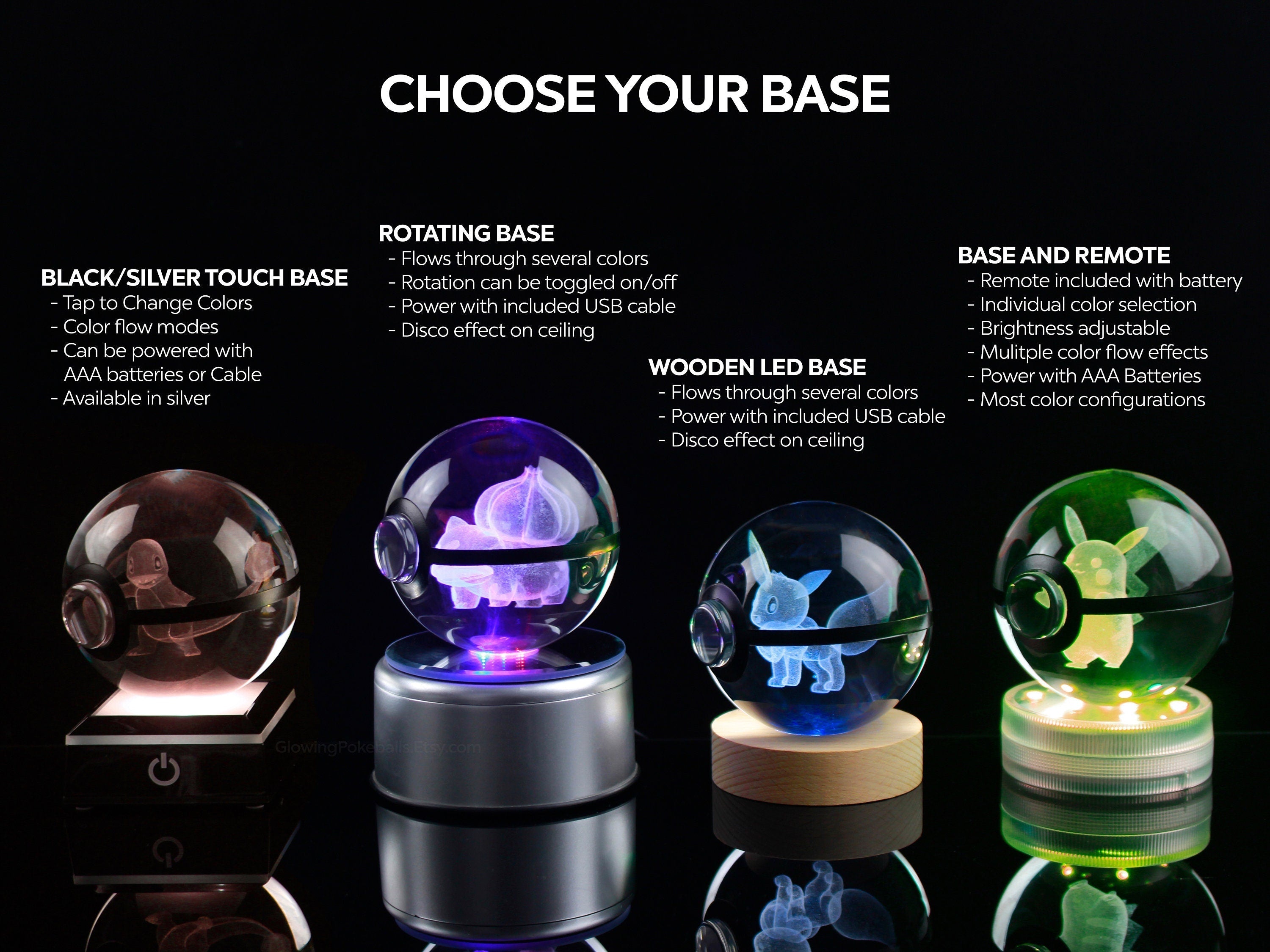 CUSTOM Portrait Engraved Crystal Pokeball