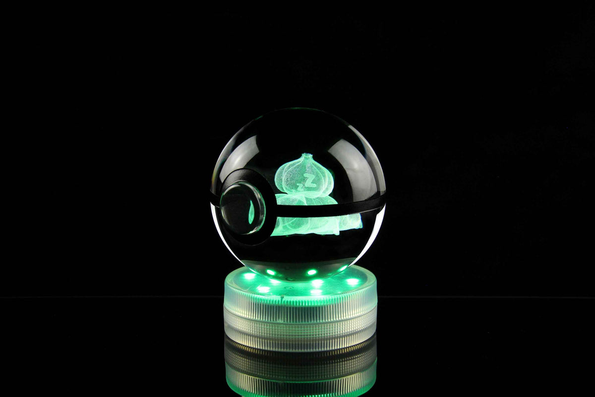 Sleeping Bulbasaur Large Crystal Pokeball