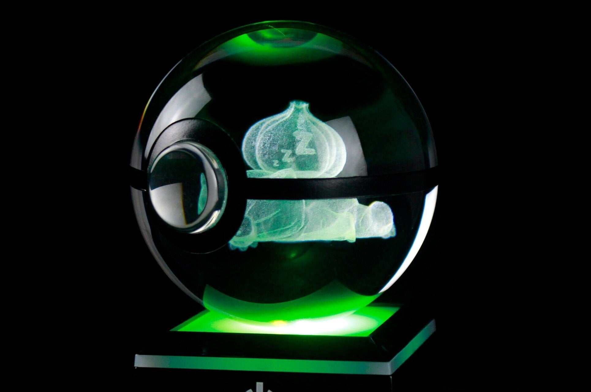 Sleeping Bulbasaur Large Crystal Pokeball