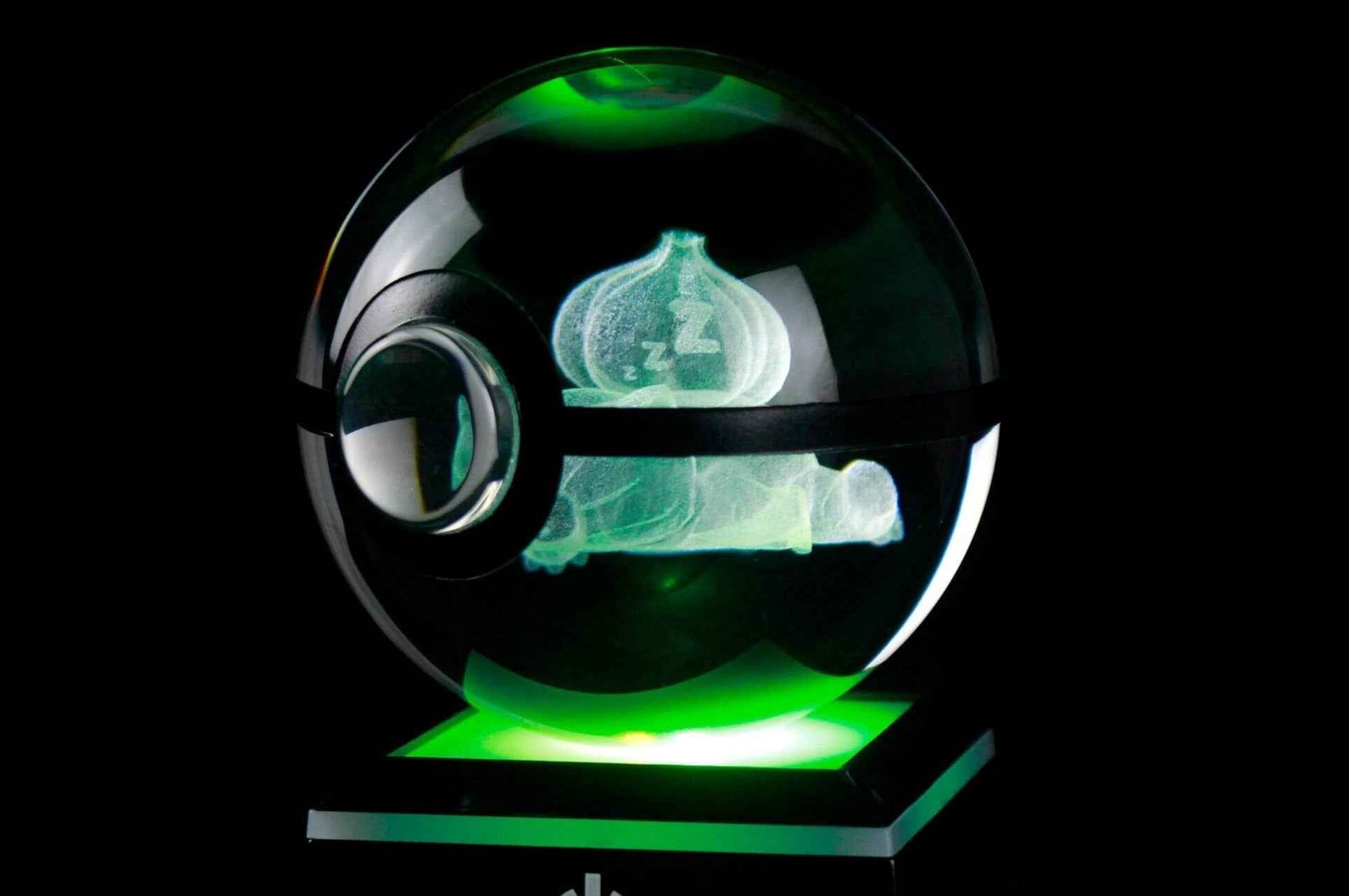 Sleeping Bulbasaur Large Crystal Pokeball