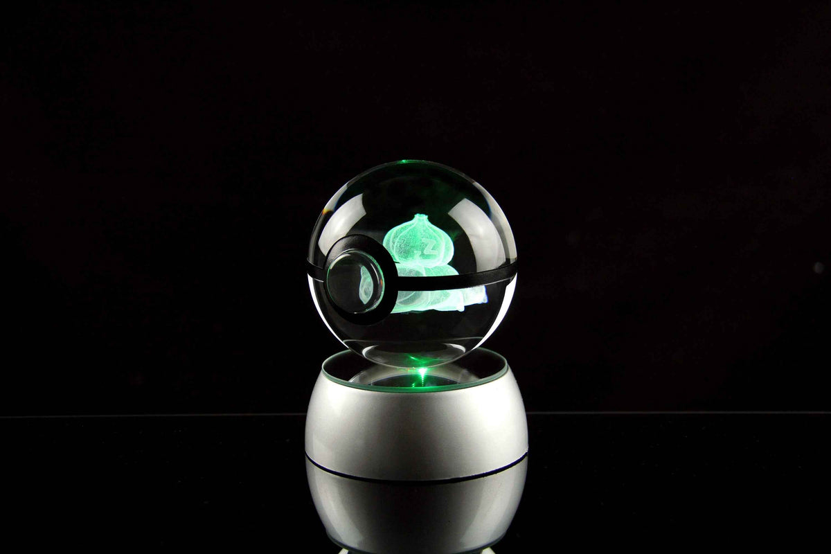 Sleeping Bulbasaur Large Crystal Pokeball