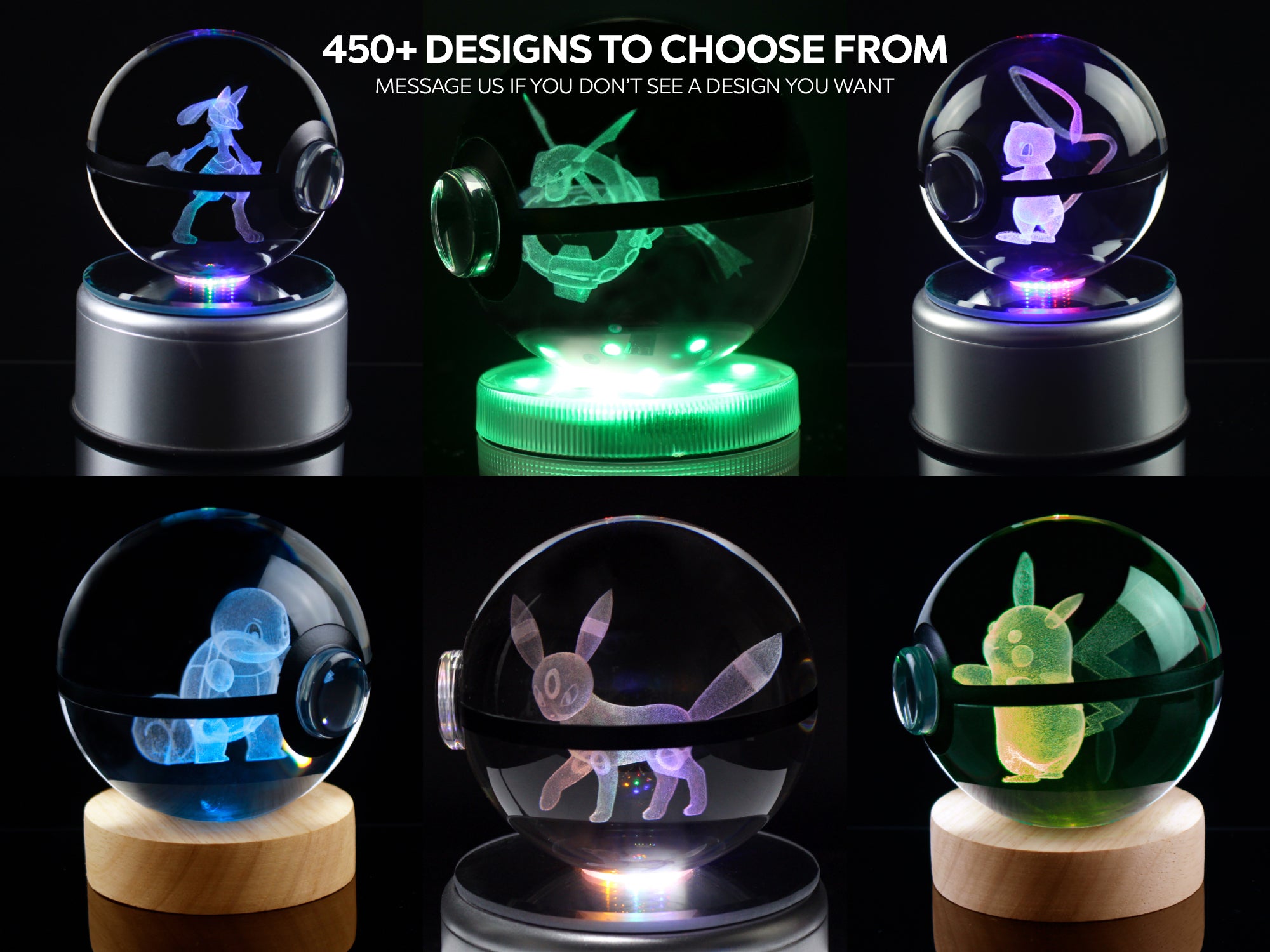 80MM Large Crystal Pokeball (450+ Designs)