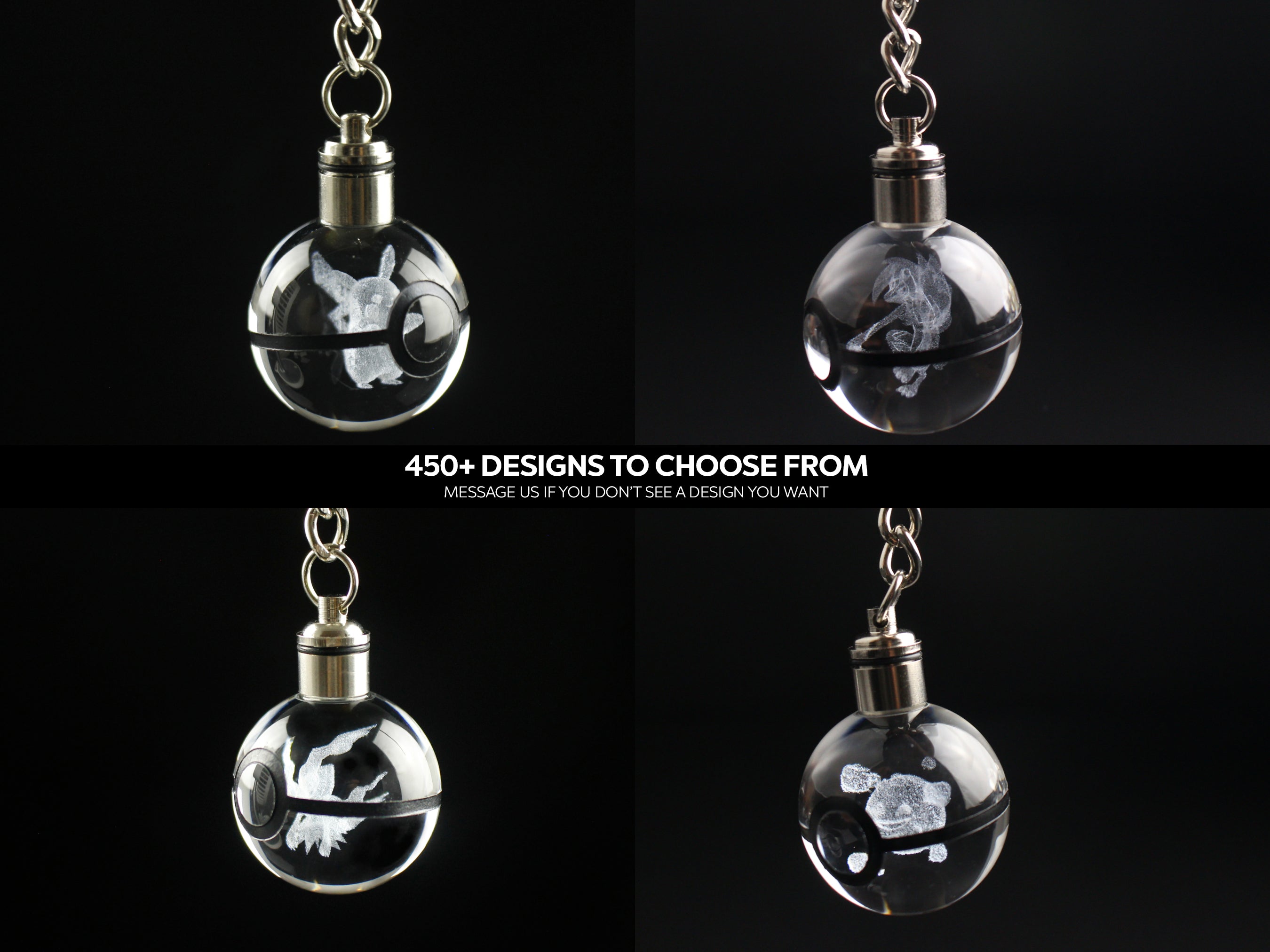 Keychain Crystal Pokeball (450+ Designs)