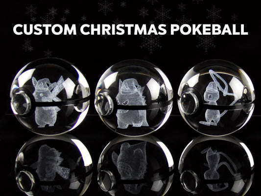 CUSTOM CHRISTMAS Pokemon Large Crystal Pokeball