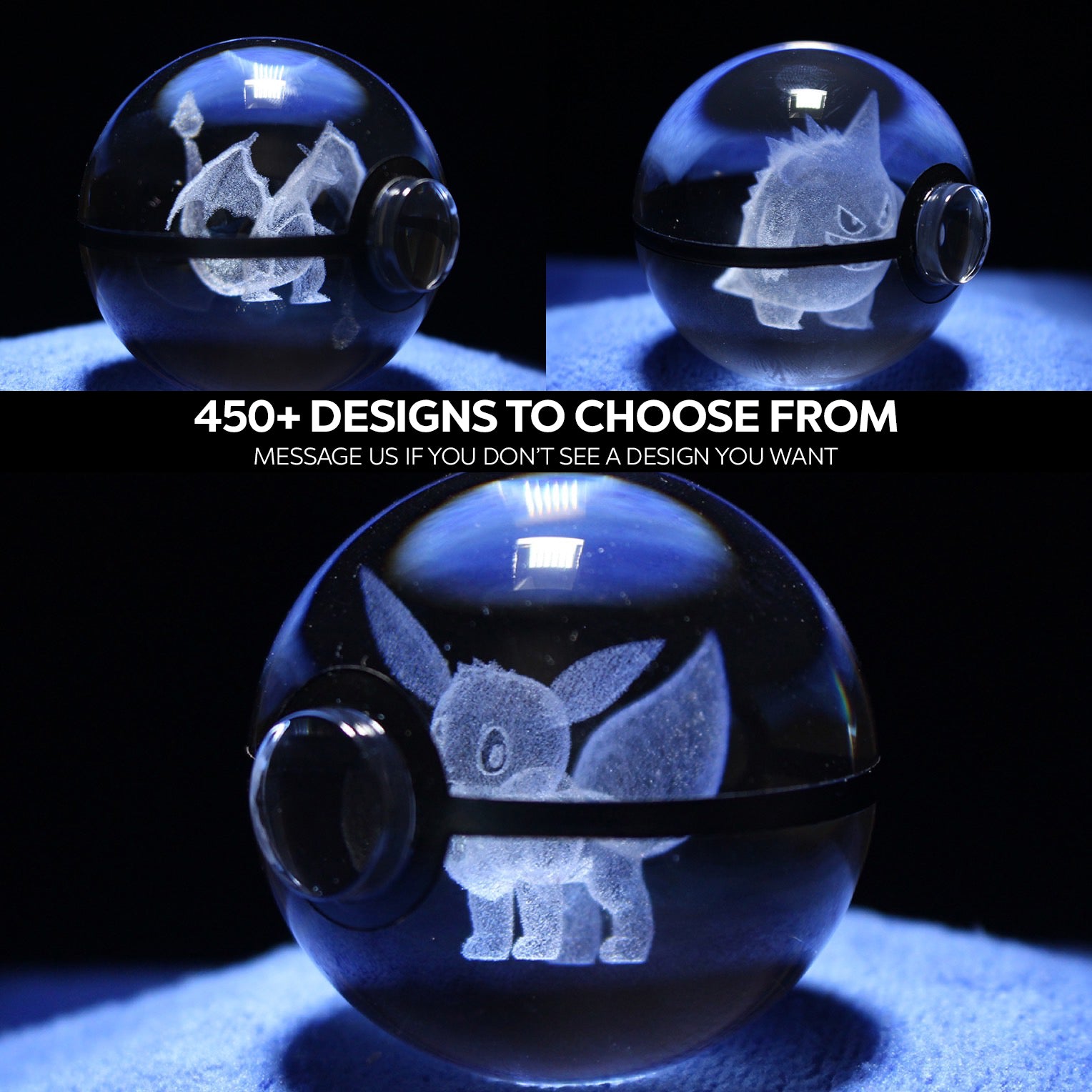 2in (50mm) Crystal Pokeball (450+ Designs)