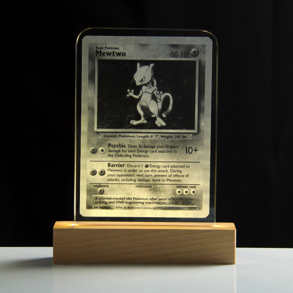 mewtwo holographic card Holo 1999 Crystal Series Size:5.9*8.6 cm  (R2 Rounded Corners)(Double sided different design) Talent_アキ・ローゼンタール Legendary Treasures Singles How to Properly Sleeve