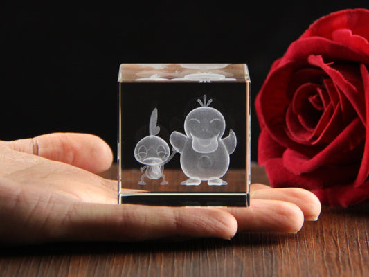 CUSTOM Pokemon Couple Engraved in Crystal Cube