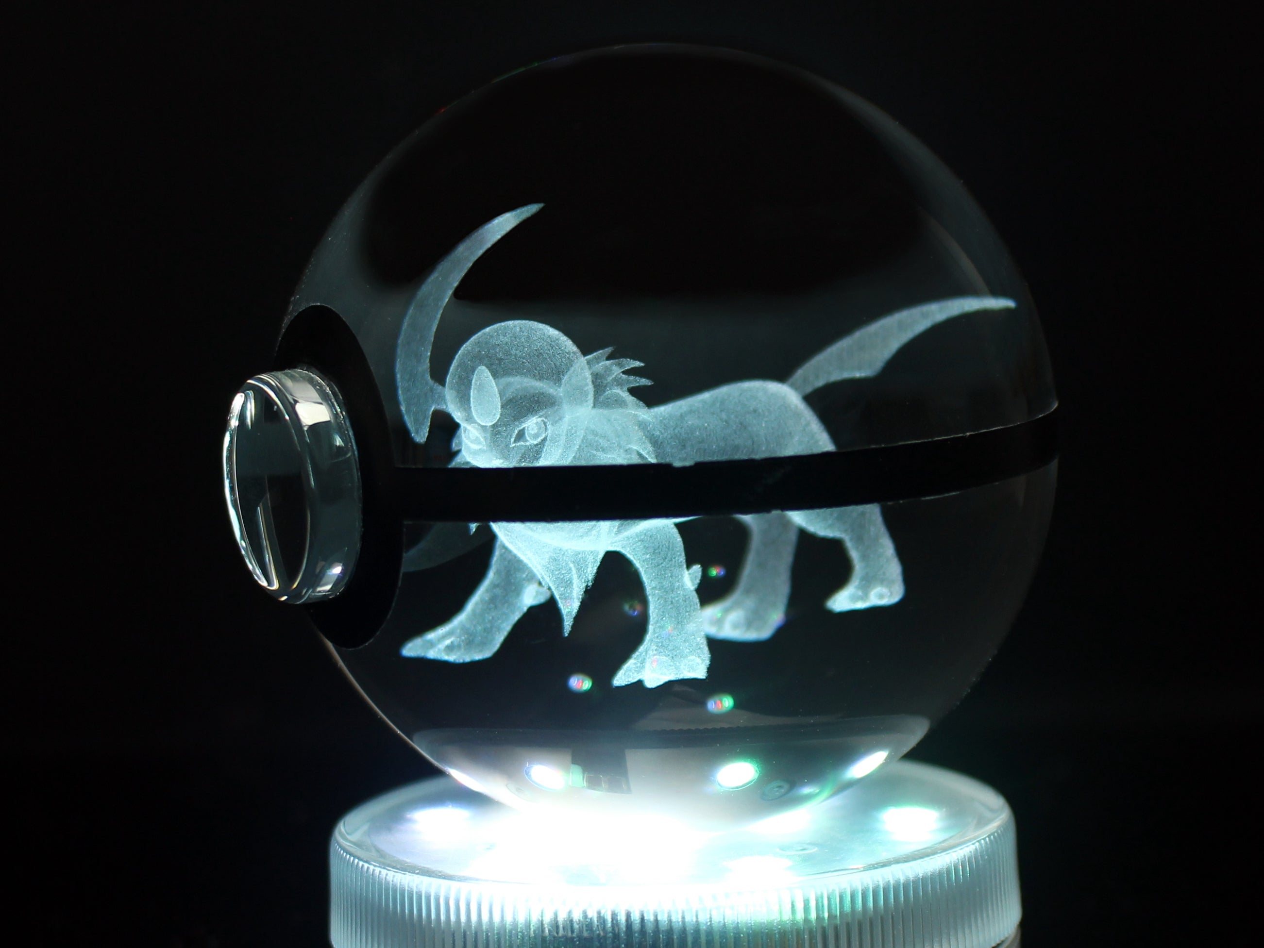 Abra Crystal Pokeball on rgb led base Close up