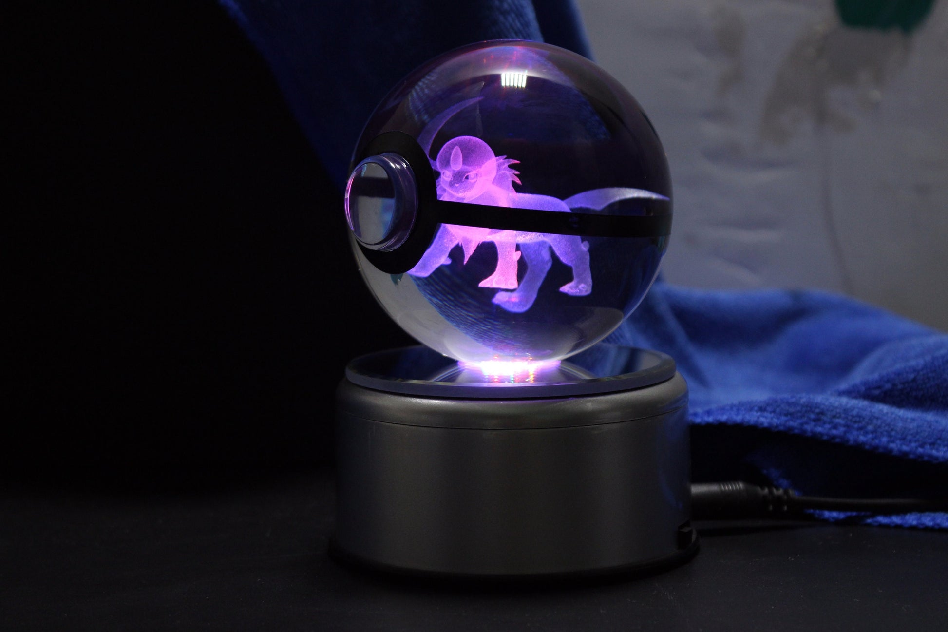 Absol Crystal Pokeball on Rotating LED Base