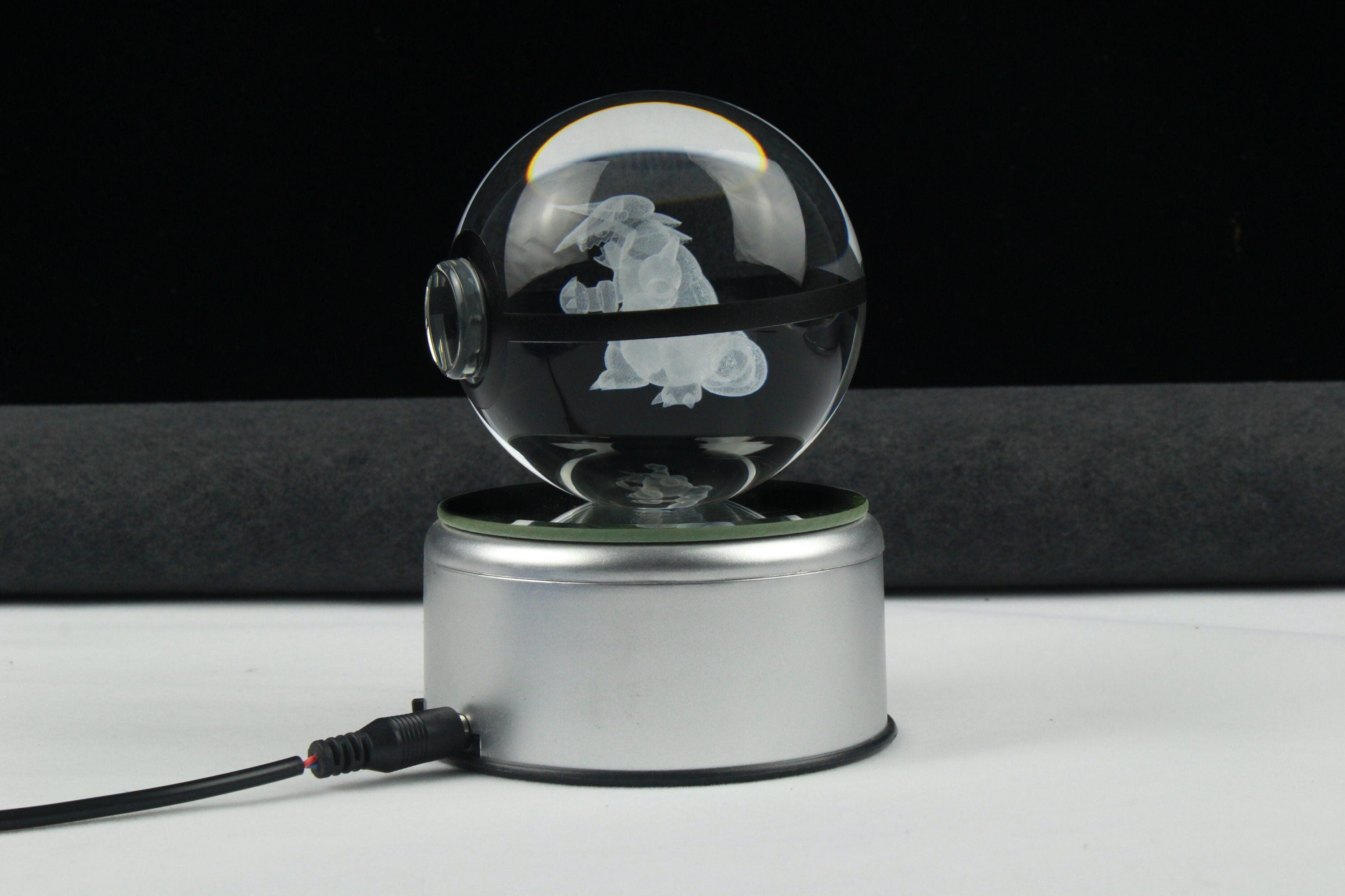 Aggron crystal pokeball on rotating led base