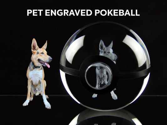 CUSTOM Pet Engraved Crystal Pokeball